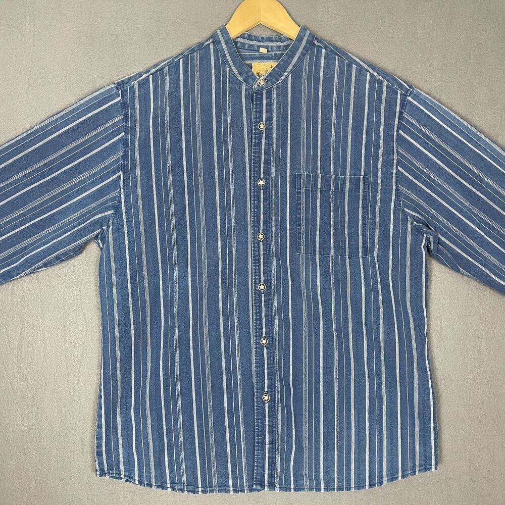 Men's Blue Striped Casual Button Down Shirt